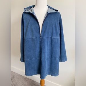 Pure Jill zippered hooded denim knit